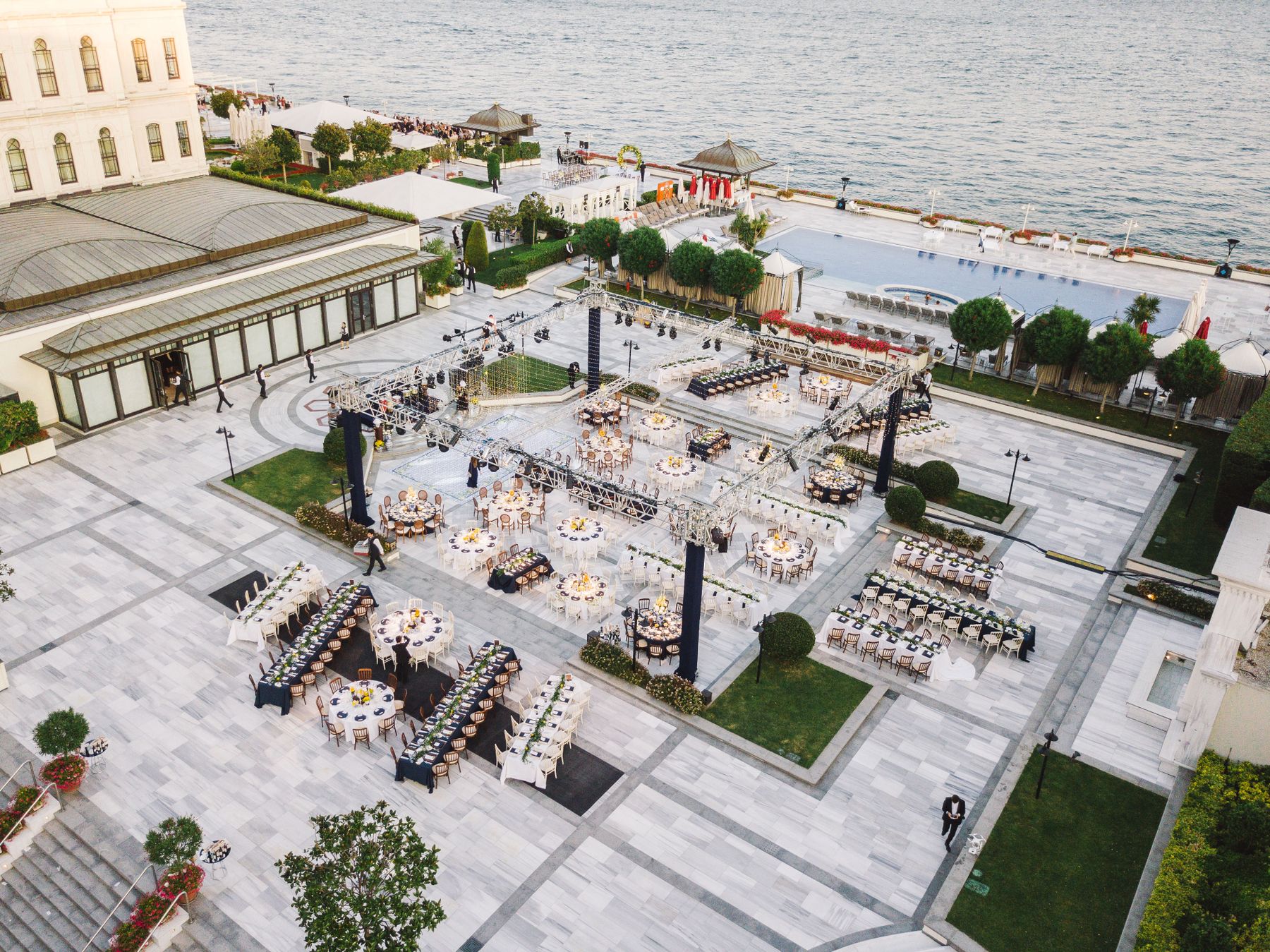Outdoor event setting beside the water in Istanbul